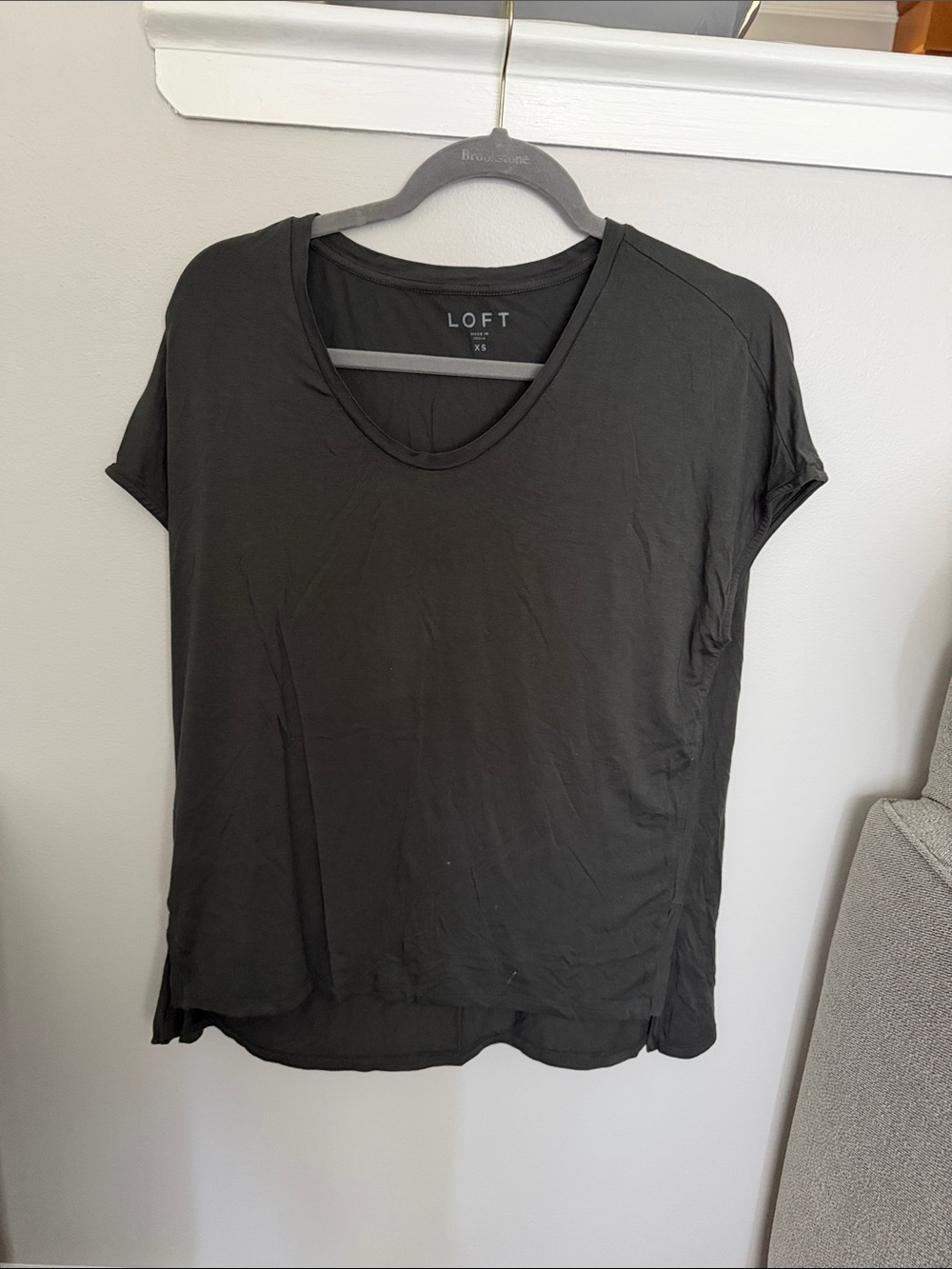 LOFT Olive V-Neck Short Sleeve Tee
